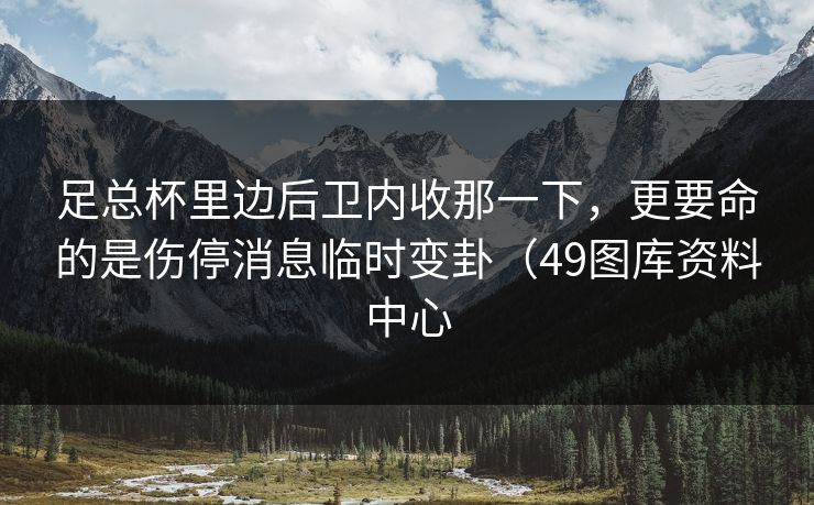 足总杯里边后卫内收那一下，更要命的是伤停消息临时变卦（49图库资料中心