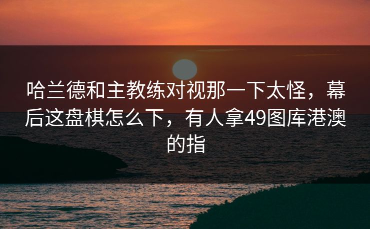 哈兰德和主教练对视那一下太怪，幕后这盘棋怎么下，有人拿49图库港澳的指