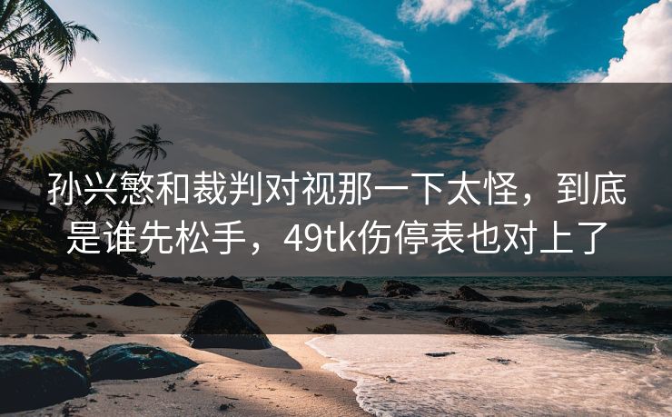 孙兴慜和裁判对视那一下太怪,到底是谁先松手,49tk伤停表也对上了 孙兴慜和裁判对视那一下太怪,到底是谁先松手,49tk伤停表也对上了